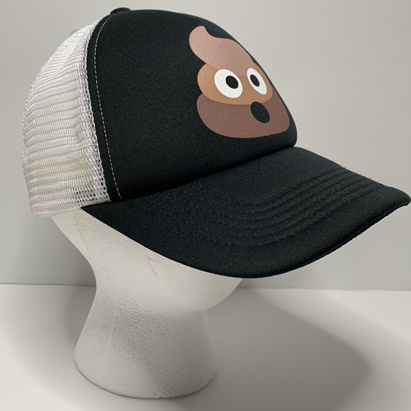 Black and White Trucker Hat with 💩 Emoji 🆕 - Picture 2 of 15